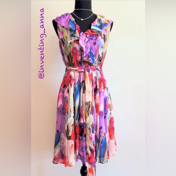 Adrianna Papell Dresses & Skirts - ADRIANNA PAPELL ~ Women’s sleeveless lightweight floral ruffled dress size 6